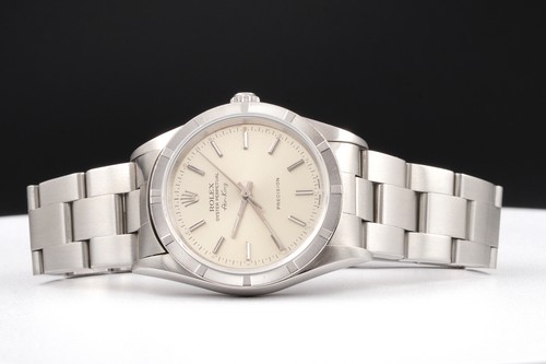 Rolex 14010 Air King Orologio di Precisione Uomo Acciaio Inox Cinturino Oyster Quadrante Argento - Foto 4 di 8