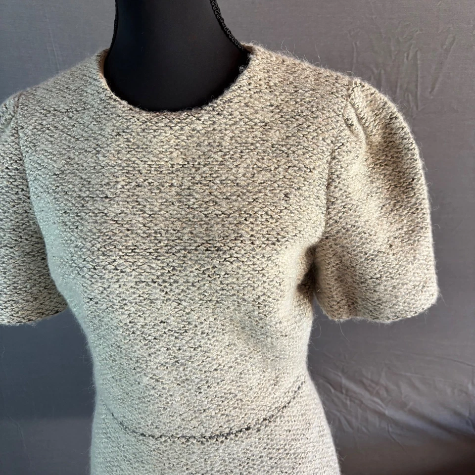 Mini Vestido Alice + Olivia Mujer S Tejido Tweed Manga Abullonada Talla 6 Beige Mohair Foto 2 de 4