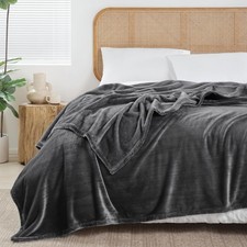 Queen Size Fleece Blanket for Bed, Dark Grey Soft Warm Fuzzy Cozy Throw Blank...