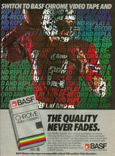 1983 BASF Video Cassette VHS Tape Football Player vintage Print AD Advertisement