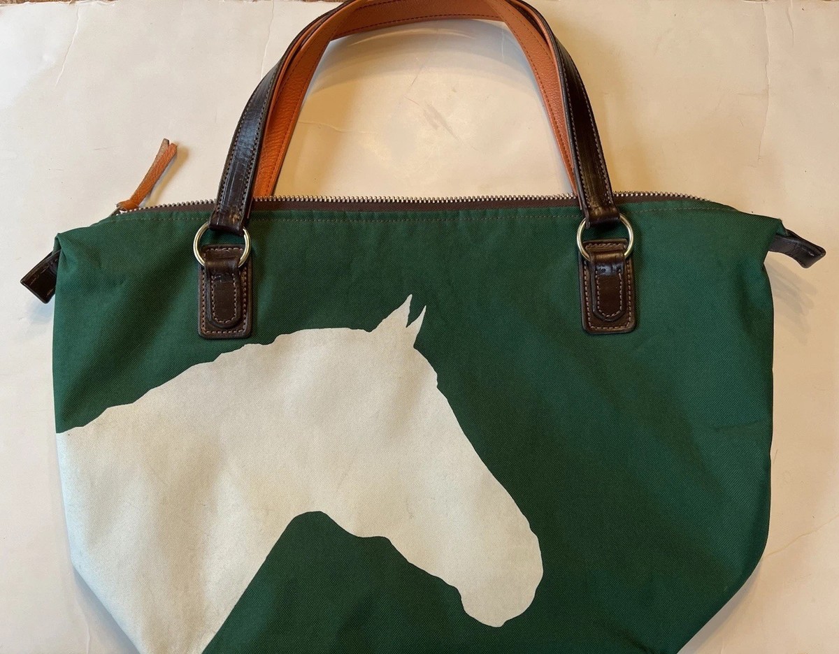 Rebecca Ray Equestrian Inspired Equus Backpack Canvas Duck & Bridle Leather Equestrian Racing Tote – Rebecca Ray Designs main image 3