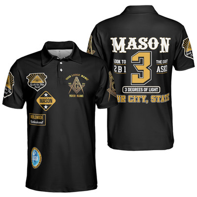 Custom Look To The East Mason Brotherhood Freemason 3D Men's Polo Shirt S-5XL