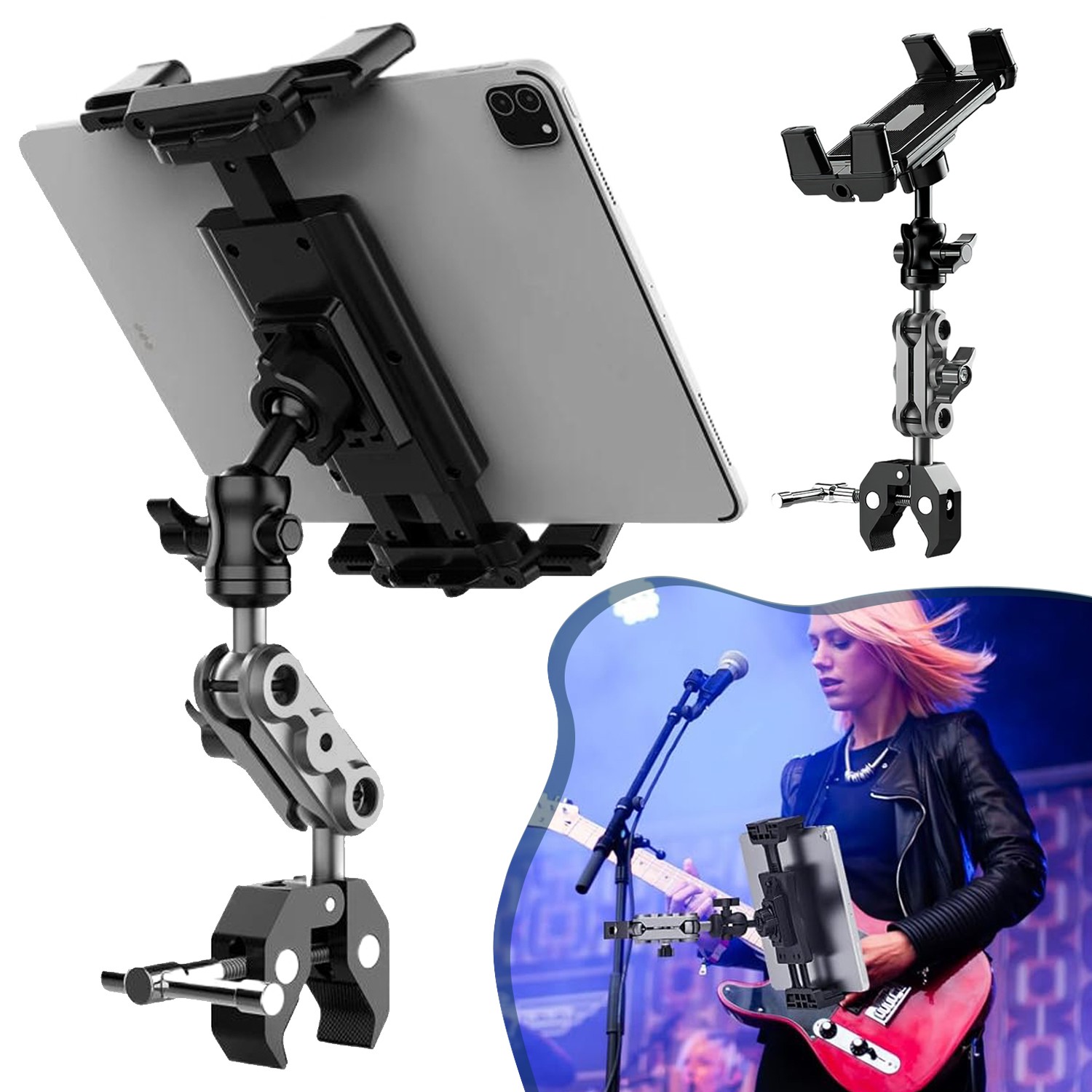 Supporto Tablet 360° Girevole iPad Supporto Cellulare Supporto Microfono per iPad
