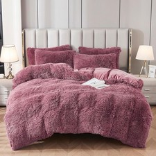 Faux Fur Velvet Fluffy Bedding Duvet Cover Set Down Comforter Quilt Cover with