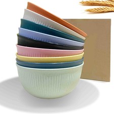 Wheat Straw Cereal Bowls 9 Pack 24 Oz Plastic Dinner Bowl Set