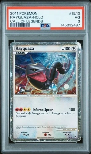 14XX Cert - PSA 3 - 2011 POKEMON CALL OF LEGENDS SL10 RAYQUAZA HOLO