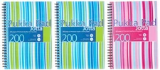 Pukka Pad, Striped Jotta Pad A5 Notebook 3-Pack with Twin Wire Binding - 200 Pag