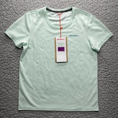Merrell Terrain Tee Shirt Womens Small Jade Green Tech Performance Short Sleeve