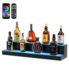 LED Lighted Liquor Bottle Display, 2 Tiers 30 Inch Commercial Illuminated Ho...