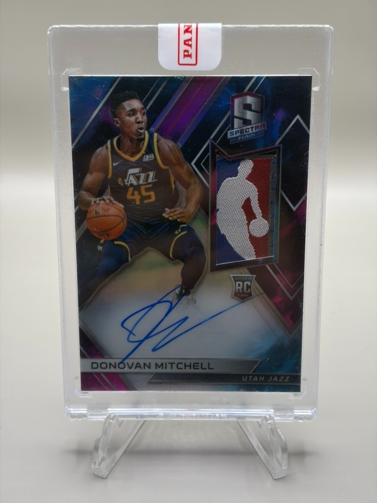 Donovan Mitchell Logoman Rookie Patch Auto 2017-18 Spectra Nebula True 1/1 view 1