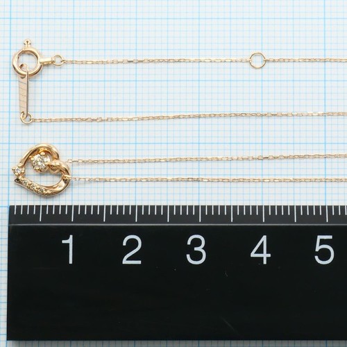 Japanese brand 10K Pink gold Necklace Diamond About40cm Free shipping Used - Picture 5 of 6