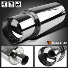 4 Flat Tip N1 Style Louddeep Stainless Steel Muffler Exhaust W Silencer Hp