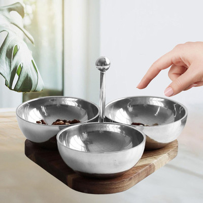 3 Fächer Servierschüssel Snack Servierer für Oliven Chips Küche getrocknet