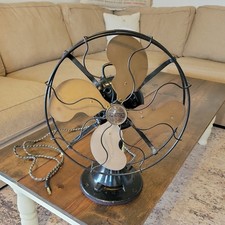 Vintage 1920's 12" Emerson Type 26646 Brass Bladed 3 Speed Desk Fan Runs Good