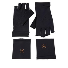 Tommie Copper Infrared Compression Fingerless Gloves and Wrists - Black/Large