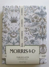 William Morris Morris & Co. Stawberry Thief  Blue & Cream Tablecloth 60" x 120"