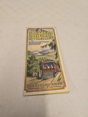 #ad Antique 1920s Pacific Electric Railway Advertising Trolley Brochure Map Mt Lowe $99.95