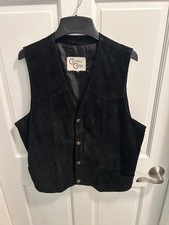 Men's Cripple Creek Black Suede Vest with Snaps Size Med