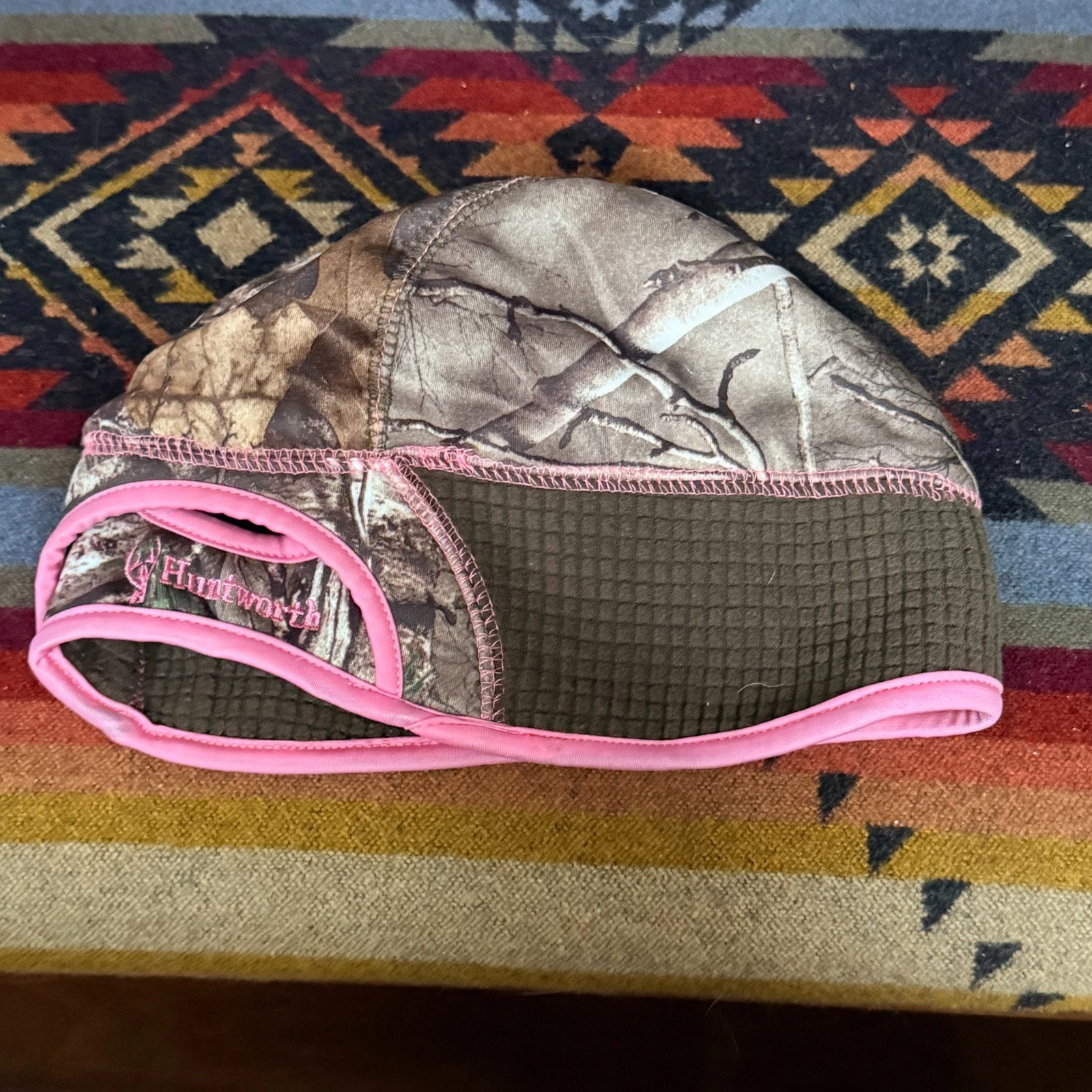 Huntworth Waffle Tech Fleece Real Tree Camo Beanie Hat Cap Green Pink One Size