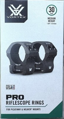 Vortex Optics PR30-M 30mm 1in Medium Riflescope Rings - Black for