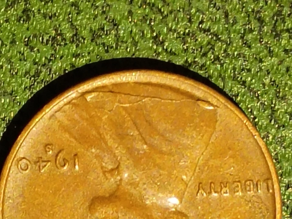 Centavo Lincoln Major Die Break Cud Wheat Penny 1940 S Foto 4 de 4