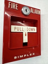 Simplex Rare 2099-9101 Fire Alarm Pull Station Dual Contact Conventional Red