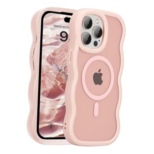 Magnético para Funda, Linda Funda Compatible con MagSafe, iPhone 16 Pro Max Rosa
