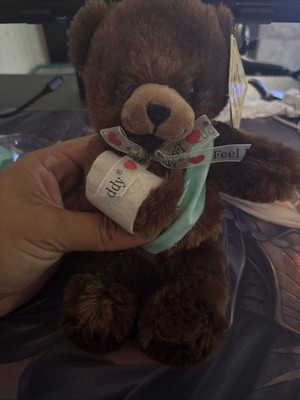 Vintage Dan Dee  Feel Better Teddy Bear 9'' Plush Arm in Sling Stuffed Animal 