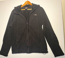 The North Face Womens Black Hooded Jacket Full Zip Logo Short Long Sleeve M