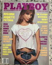 VINTAGE PLAYBOY MAGAZINE SEP 1990 ROSANNA ARQUETTE W/ Centerfold Reebok Pump Ad