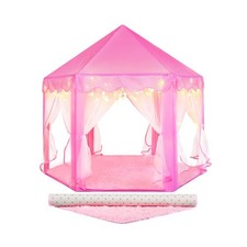 Princess Tent for Girls Indoor: with Rug, Star Lights - Pink Play Tent for Ki...