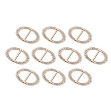 Rhinestone Ribbon Buckle Sliders, 10Pcs Crystal Belt Buckles, Light Gold