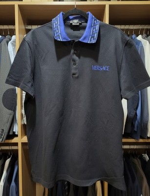 Versace Taylor Fit Polo Shirt Black Blue XL | eBay