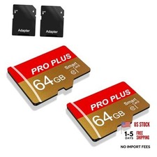 2 Pack Memory Card 64GB with Adapter, High Speed TF Card, TF162 Red Gold 64GB