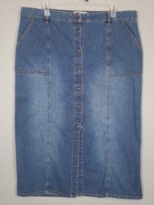 Vtg Old Navy Maxi Skirt Womens 20 Blue Denim Button Front Boho Cottagecore