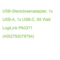 Usb-Steckdosenadapter, 1X USB-A, 1X USB-C, 65 Watt Logilink PA0371 (405279207879
