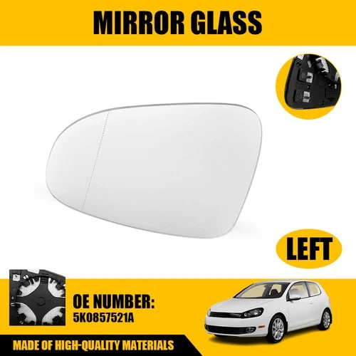 LH Heated Mirror Glass Fit for Volkswagen Golf GTI 2010 2011-2014 Driver Side