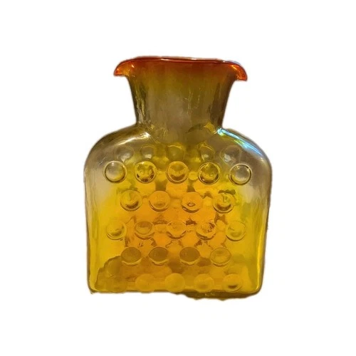 Blenko Glass Hojo 384 Water Bottle In Tangerine, Double Spout Pitcher