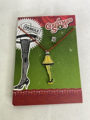 A Christmas Story Leg Lamp Pendant Necklace and Earrings Jewelry Set Licensed