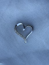 White Gold 10 Karat Diamond Heart Pendant Round Diamonds Love Heart Necklace