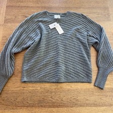 Pink Rose Heather Gray MEDIUM Long Sleeve Crew Neck Sweater NWT  335