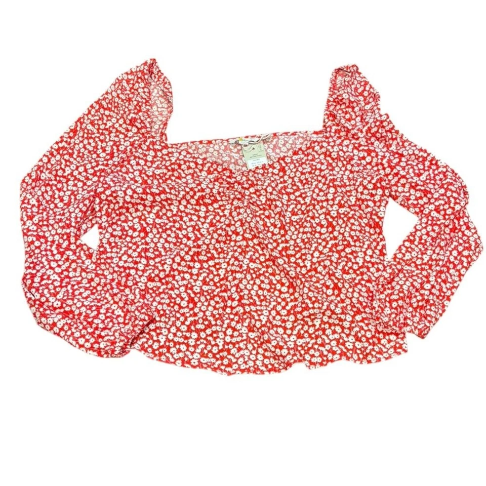 Boden Floral Crinkle Gauze Sweetheart Printed Top flowy puff sleeve fun size 20 - Image 3 of 4