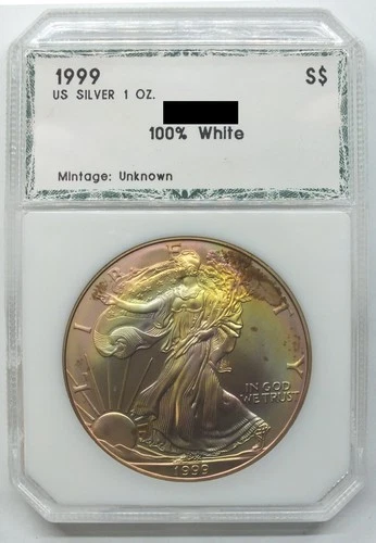 1999 American Eagle 1 oz Silver Dollar - Toning Toned - Bullion Coin - Q586