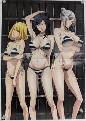 Creased Prison School Mari Hana Meiko / Nanoha 2-sided Anime Promo Poster OOP