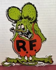 VINTAGE 1963 DATED RAT FINK 8” PORCELAIN SIGN ED ROTH GAS OIL DIE CUT