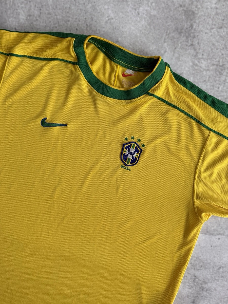 Brazil 1998 1999 2000 Home Football Shirt Soccer Jersey Nike S8
