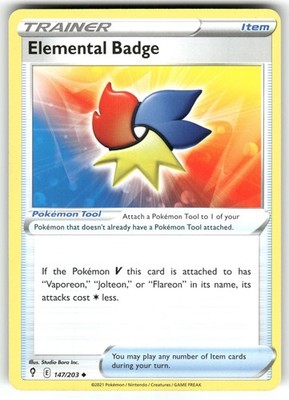Elemental Badge 147/203 Uncommon Evolving Skies Pokemon Near Mint