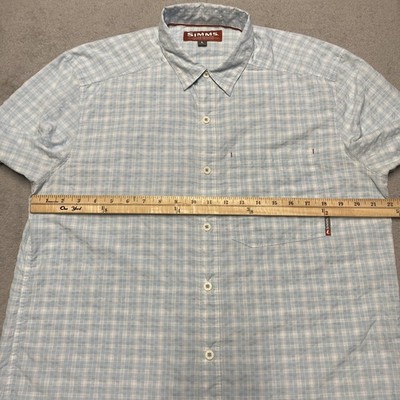 Chemise De Pêche Simms Homme – Jaune à Carreaux – Taille XL – Manches Longues – Très Bon état