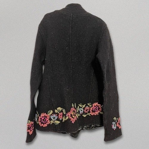 Anthropologie Sleeping on Snow Sweater Blazer Embroidered Wool Black Women's S - Picture 4 of 8
