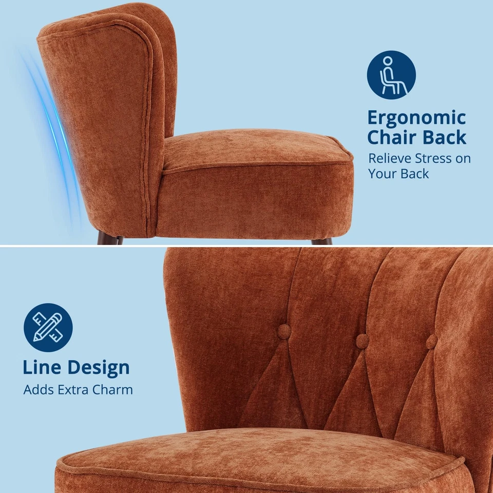 Silla auxiliar tapizada de tela moderna de mediados de siglo sin brazos para el hogar Foto 2 de 4